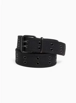 Null Black Canvas Double Hole Belt