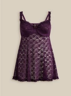 Null Simply Lace Babydoll With Ruffle Trim -Cheap Torrid Shop 10289736 06590 flat