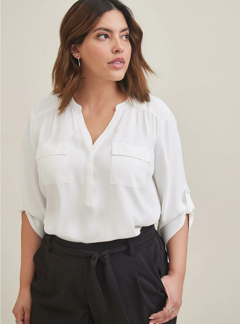 TORRID Harper Georgette Pullover 3/4 Sleeve Blouse 3 TORRID Harper Georgette Pullover 3/4 Sleeve Blouse