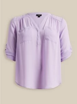 TORRID Harper Georgette Pullover 3/4 Sleeve Blouse -Cheap Torrid Shop 10381277 00149 flat