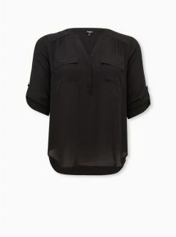 TORRID Harper Georgette Pullover 3/4 Sleeve Blouse 13 TORRID Harper Georgette Pullover 3/4 Sleeve Blouse -Cheap Torrid Shop 10381277 00684 flat