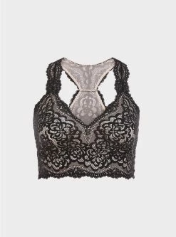 TORRID Unlined Lace Solid Racerback Bralette -Cheap Torrid Shop 10987315 09235 flat