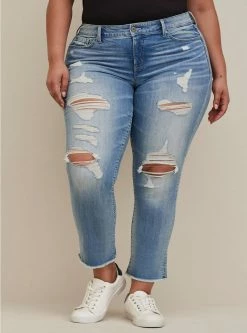 TORRID Crop Boyfriend Straight Vintage Stretch Mid-Rise Jean -Cheap Torrid Shop 11180431 01371 av3