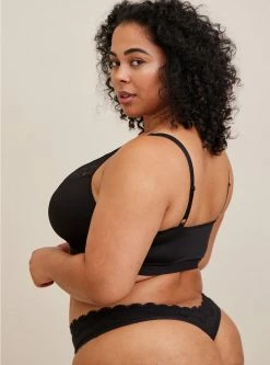 TORRID Cotton Mid-Rise Thong Lace Trim Panty -Cheap Torrid Shop 11440548 02124 av2