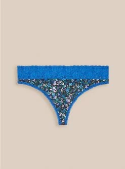 TORRID Cotton Mid-Rise Thong Lace Trim Panty