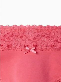 TORRID Cotton Mid-Rise Thong Lace Trim Panty -Cheap Torrid Shop 11440548 09843 av1