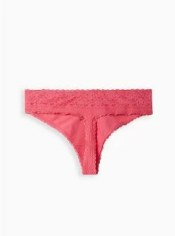 TORRID Cotton Mid-Rise Thong Lace Trim Panty -Cheap Torrid Shop 11440548 09843 av2