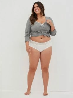 TORRID Cotton Mid-Rise Hipster Lace Trim Panty