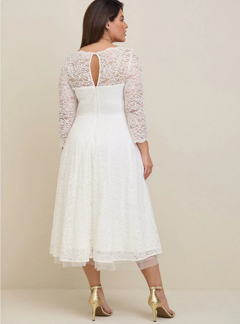TORRID Ivory Lace Tea-Length Wedding Dress 4 TORRID Ivory Lace Tea-Length Wedding Dress - Image 2