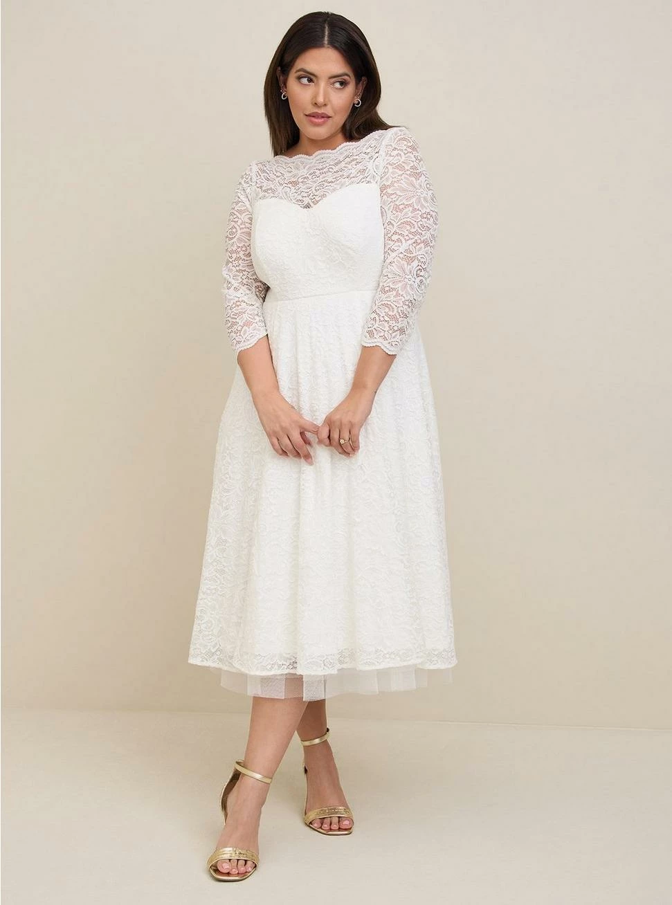 TORRID Ivory Lace Tea-Length Wedding Dress 3 TORRID Ivory Lace Tea-Length Wedding Dress