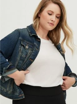 TORRID Denim Trucker Jacket - Medium Wash 12 TORRID Denim Trucker Jacket - Medium Wash -Cheap Torrid Shop 11879811 00663 av3