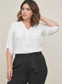 TORRID Pull-On Taper Stretch Crepe High-Rise Tie-Front Pant -Cheap Torrid Shop 11890922 00684 av3