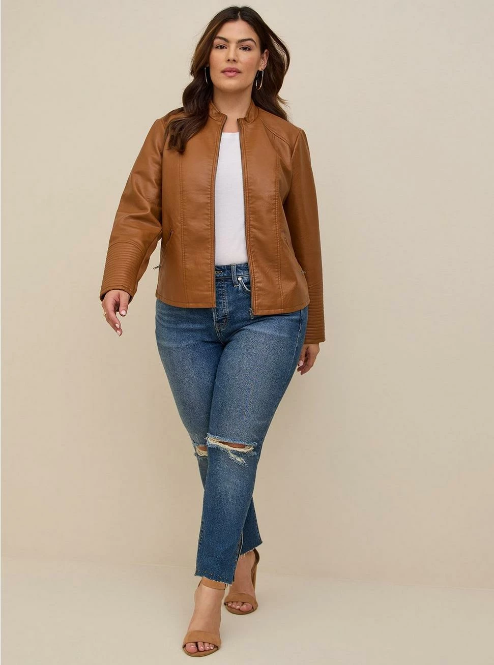 TORRID Faux Leather Collarless Moto Jacket 4 TORRID Faux Leather Collarless Moto Jacket - Image 2