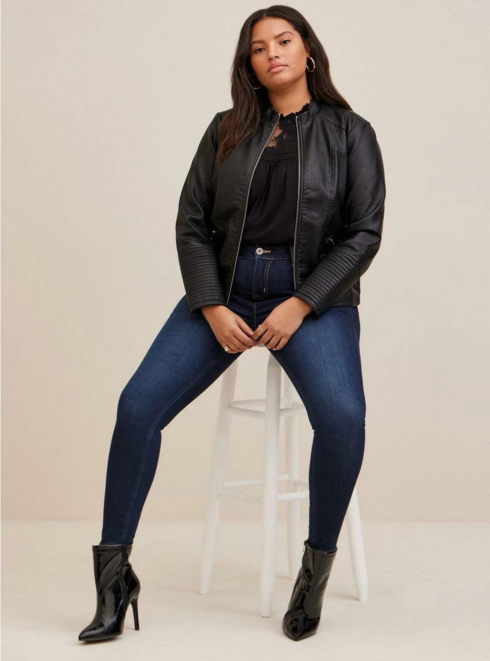 TORRID Faux Leather Collarless Moto Jacket 4 TORRID Faux Leather Collarless Moto Jacket - Image 2