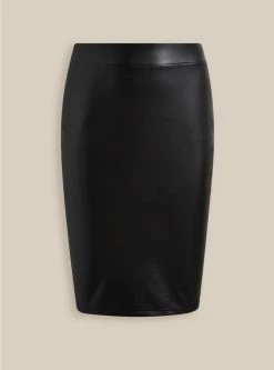 TORRID Black Faux Pleather Pencil Skirt -Cheap Torrid Shop 12069848 00684 flat