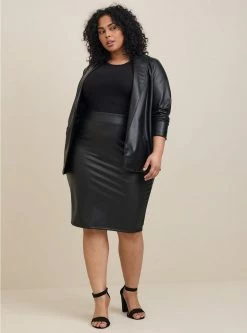 TORRID Black Faux Pleather Pencil Skirt