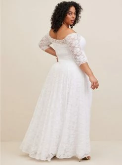 TORRID White Lace Off Shoulder A-Line Wedding Dress 9 TORRID White Lace Off Shoulder A-Line Wedding Dress -Cheap Torrid Shop 12448203 05590 av2