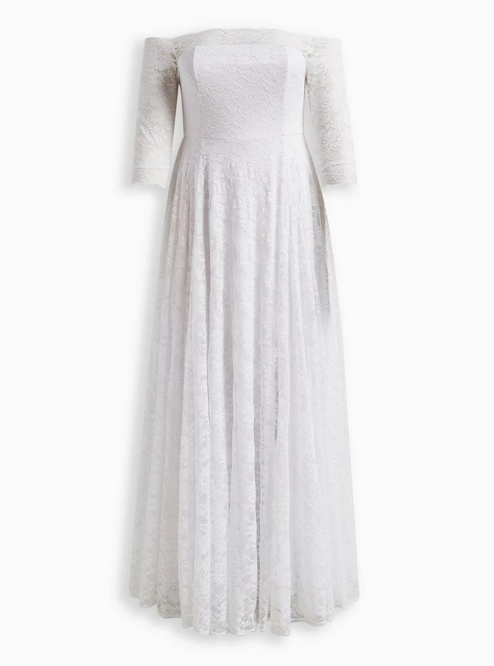 TORRID White Lace Off Shoulder A-Line Wedding Dress 7 TORRID White Lace Off Shoulder A-Line Wedding Dress - Image 5