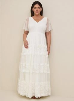 TORRID Ivory Lace A-line Boho Wedding Dress 10 TORRID Ivory Lace A-line Boho Wedding Dress -Cheap Torrid Shop 12448363 05590 av3