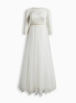 TORRID Ivory Lace & Tulle Beaded Sash A-Line Wedding Dress 13 TORRID Ivory Lace & Tulle Beaded Sash A-Line Wedding Dress -Cheap Torrid Shop 12448399 06452 flat