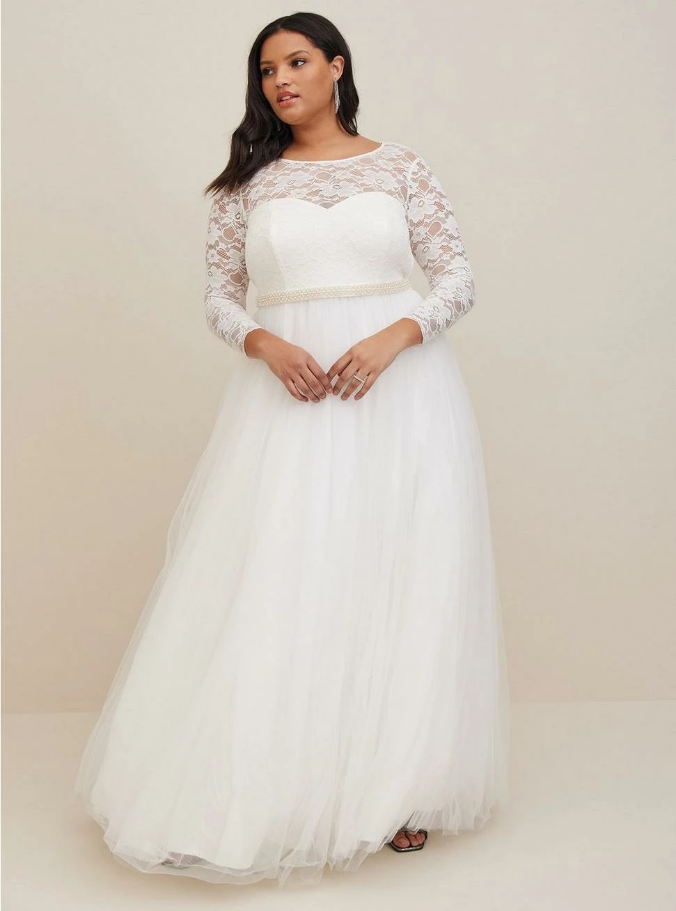 TORRID Ivory Lace & Tulle Beaded Sash A-Line Wedding Dress 3 TORRID Ivory Lace & Tulle Beaded Sash A-Line Wedding Dress