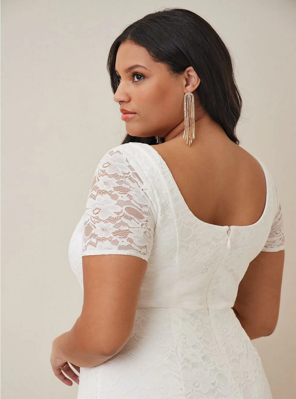TORRID Ivory Lace Short Sleeve Fit & Flare Wedding Dress 5 TORRID Ivory Lace Short Sleeve Fit & Flare Wedding Dress - Image 3