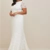 TORRID Ivory Lace Short Sleeve Fit & Flare Wedding Dress 2 TORRID Ivory Lace Short Sleeve Fit & Flare Wedding Dress -Cheap Torrid Shop 12448601 05590 hi