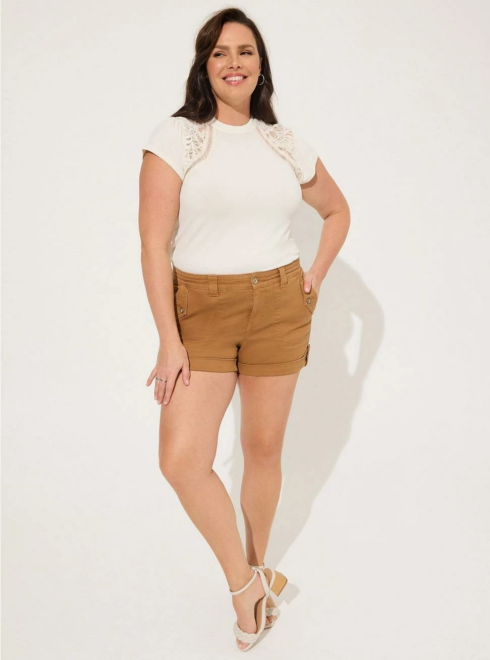 TORRID Studio Crepe Jersey Mock Neck Lace Inset Top 5 TORRID Studio Crepe Jersey Mock Neck Lace Inset Top - Image 3