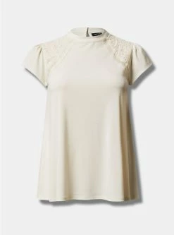 TORRID Studio Crepe Jersey Mock Neck Lace Inset Top 9 TORRID Studio Crepe Jersey Mock Neck Lace Inset Top -Cheap Torrid Shop 13674008 10327 flat