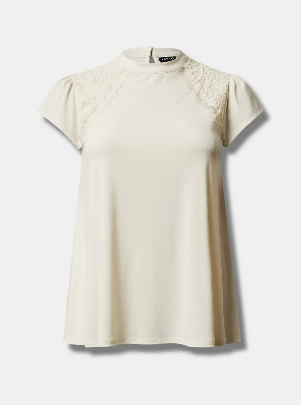 TORRID Studio Crepe Jersey Mock Neck Lace Inset Top 6 TORRID Studio Crepe Jersey Mock Neck Lace Inset Top - Image 4