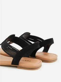 TORRID Black Elastic T-Strap Sandal (WW) -Cheap Torrid Shop 14247737 00133 av2
