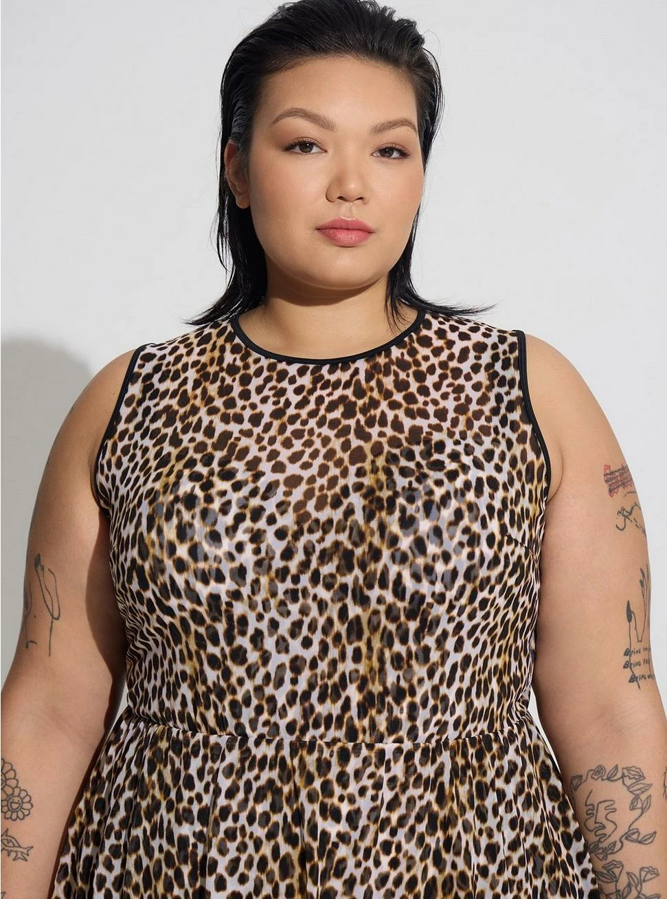 TORRID Underwire Long Mesh Overlay Swim Dress With Brief 6 TORRID Underwire Long Mesh Overlay Swim Dress With Brief - Image 4