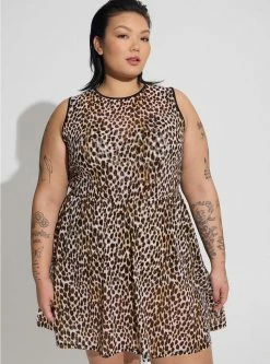 TORRID Underwire Long Mesh Overlay Swim Dress With Brief