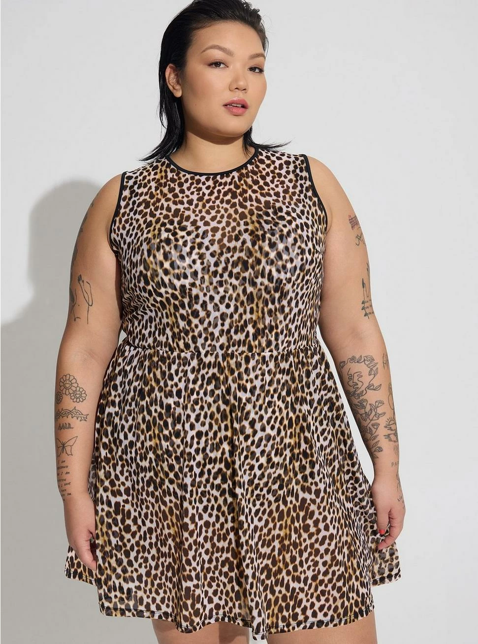 TORRID Underwire Long Mesh Overlay Swim Dress With Brief 3 TORRID Underwire Long Mesh Overlay Swim Dress With Brief