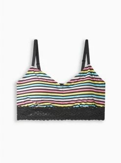 TORRID Lightly Lined Cotton Lace Hem Bralette -Cheap Torrid Shop 14426708 08005 flat