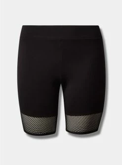 TORRID Black Mini Fishnet Hem Bike Short -Cheap Torrid Shop 14486402 00133 flat