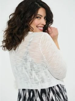 TORRID Slub Shrug 3/4 Sleeve Cropped Sweater -Cheap Torrid Shop 15036721 00148 av2