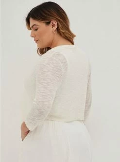 TORRID Slub Shrug 3/4 Sleeve Cropped Sweater -Cheap Torrid Shop 15036721 00148 av3