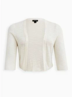 TORRID Slub Shrug 3/4 Sleeve Cropped Sweater -Cheap Torrid Shop 15036721 00148 flat