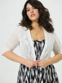 TORRID Slub Shrug 3/4 Sleeve Cropped Sweater