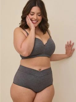 TORRID Microfiber Mid-Rise Brief Heather Panty