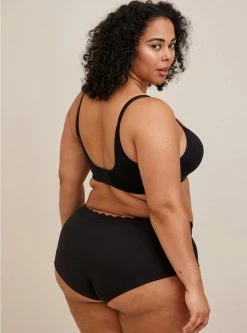 TORRID Cotton Mid-Rise Boyshort Lace Trim Panty -Cheap Torrid Shop 15451972 02124 av2