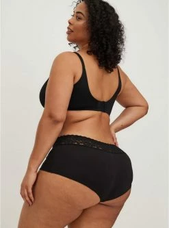 TORRID Cotton Mid-Rise Boyshort Lace Trim Panty -Cheap Torrid Shop 15451972 02124 av3