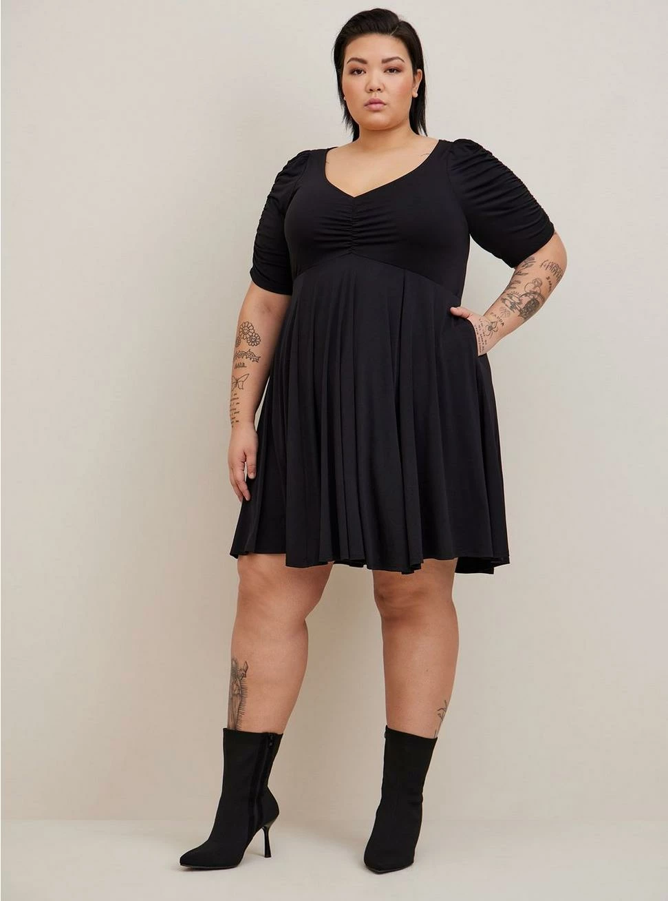 TORRID Mini Studio Knit Cinch Front Skater Dress 5 TORRID Mini Studio Knit Cinch Front Skater Dress - Image 3