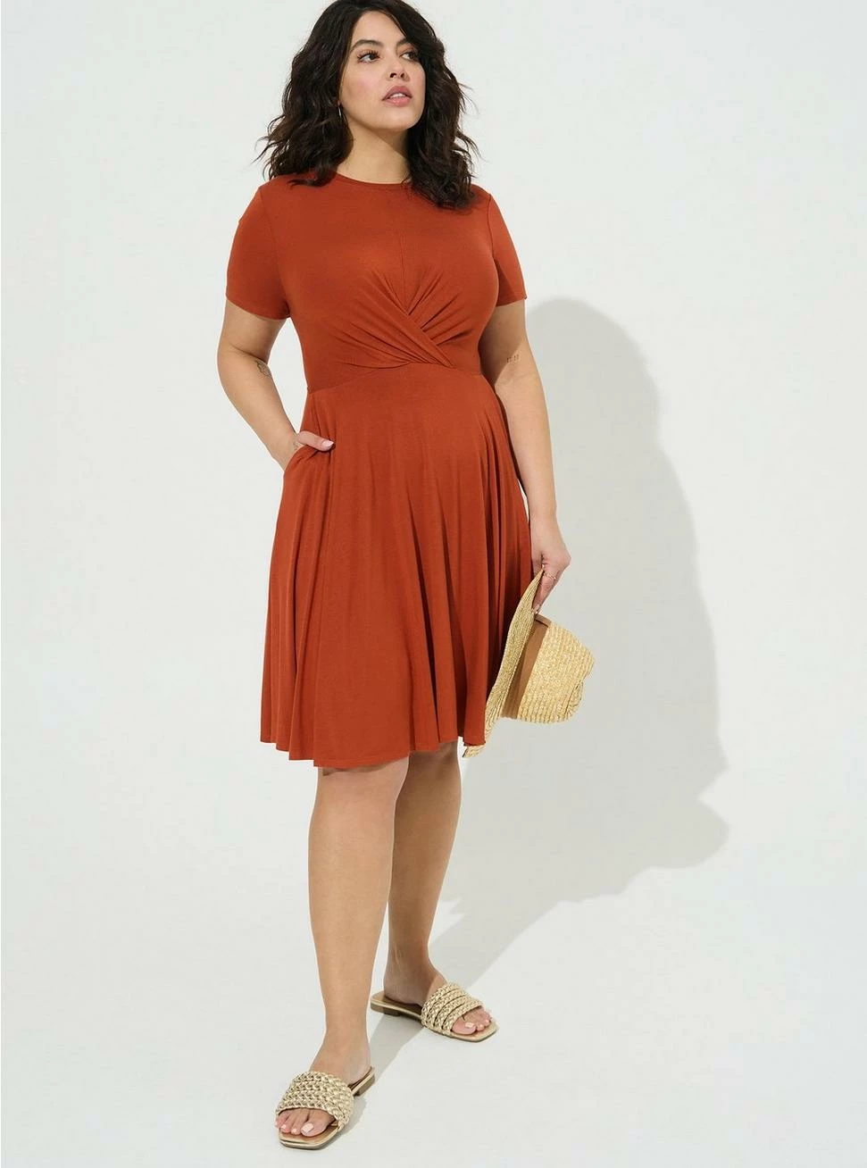 TORRID At The Knee Super Soft Drape Front Skater Dress 4 TORRID At The Knee Super Soft Drape Front Skater Dress - Image 2