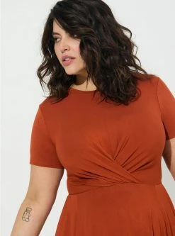 TORRID At The Knee Super Soft Drape Front Skater Dress 10 TORRID At The Knee Super Soft Drape Front Skater Dress -Cheap Torrid Shop 15615731 05473 av3