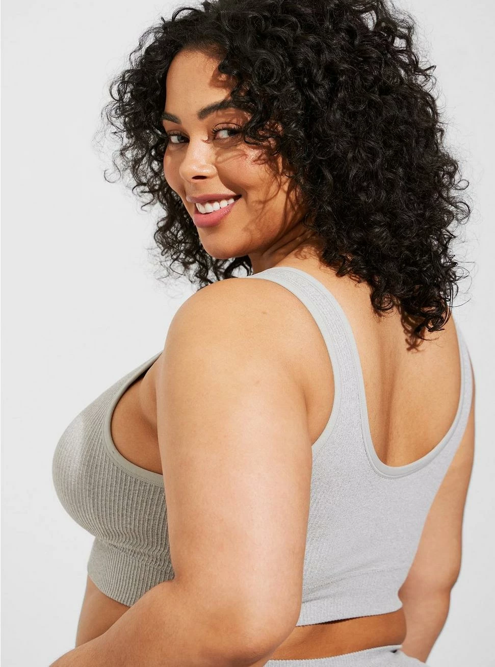 Null Scoop Neck Seamless Bralette - Ribbed Heather Grey 5 Null Scoop Neck Seamless Bralette - Ribbed Heather Grey - Image 3