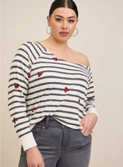 TORRID Off-Shoulder Lt Weight French Terry Sweatshirt