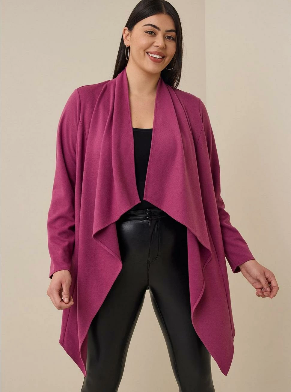 TORRID Brushed Ponte Drape Front Cardigan 4 TORRID Brushed Ponte Drape Front Cardigan - Image 2