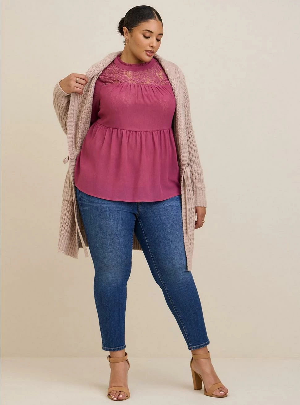 TORRID Lace With Chiffon Overlay Blouse 4 TORRID Lace With Chiffon Overlay Blouse - Image 2